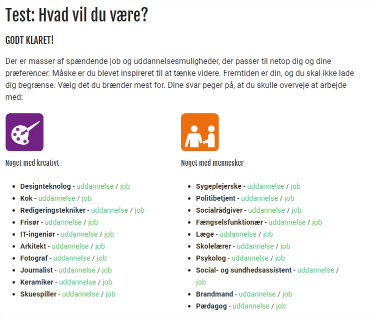 Test Hvad vil du være Fremtiden er din! – Uddannelse, karriere