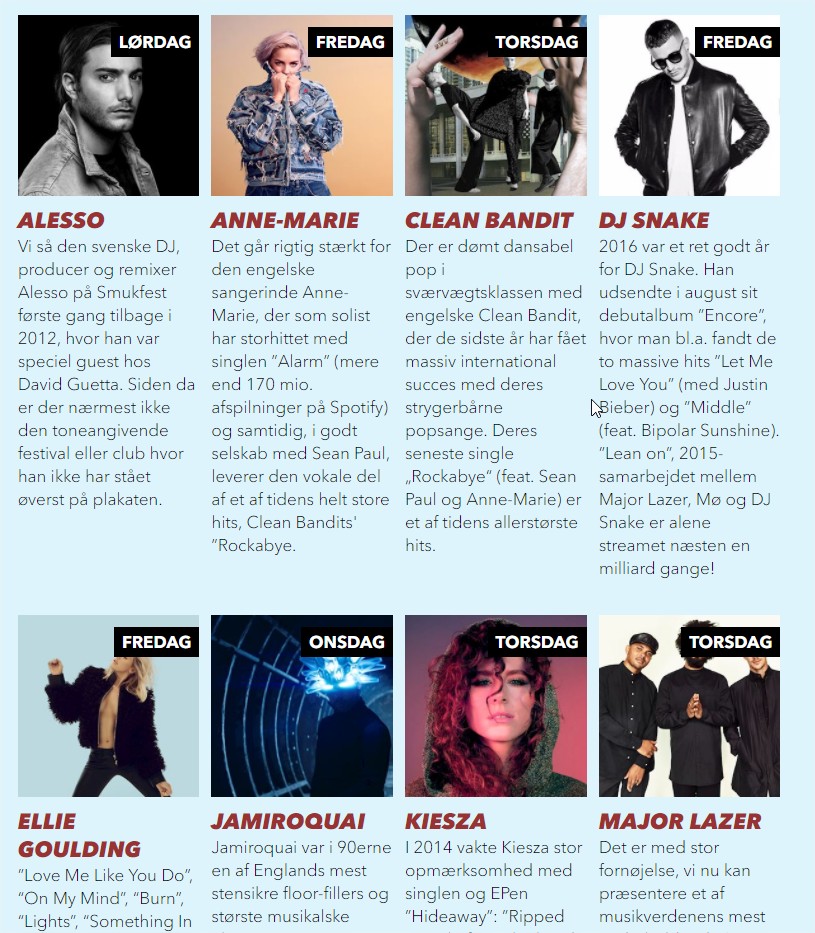 Noget af lineup for Smukfest 2017