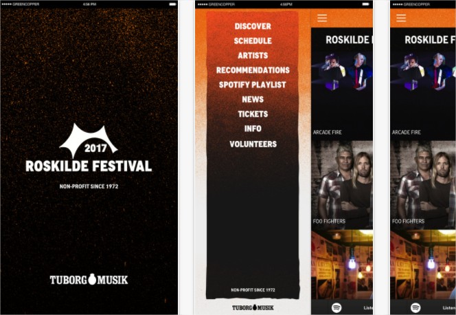 Roskilde Festival - screenshots fra app